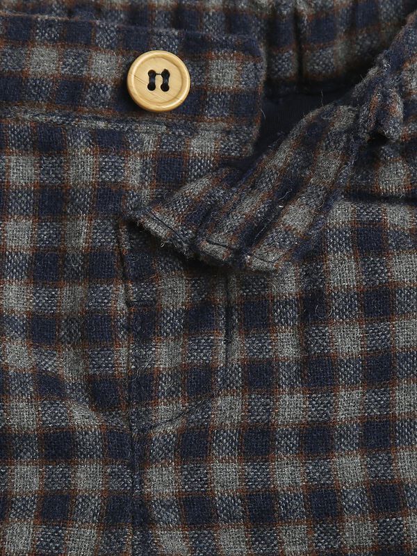 Flannel Long Trousers With Suspenders-Check Pattern image number 5